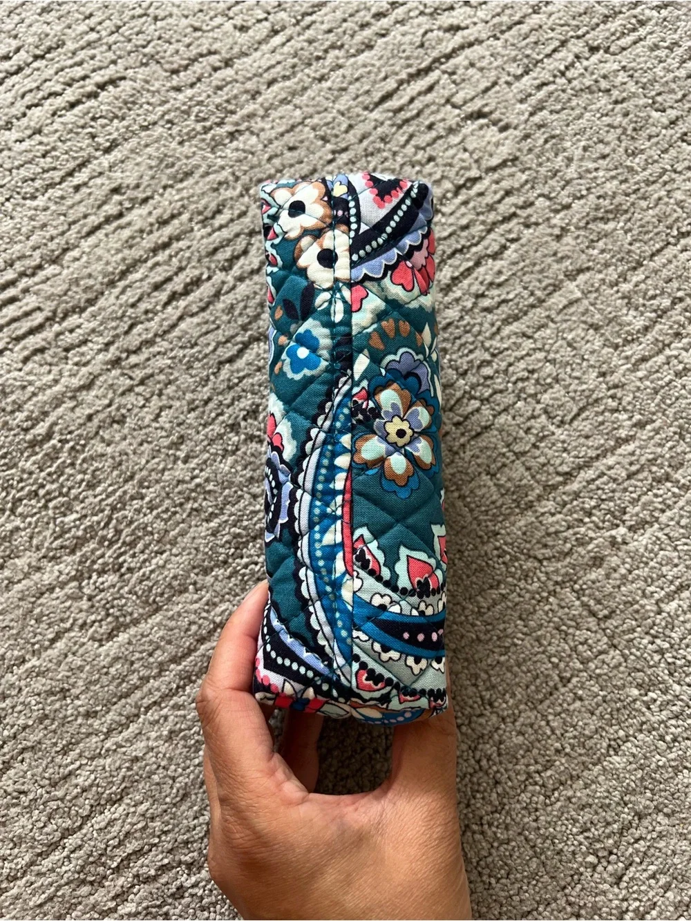 Vera Bradley Teal Floral Quilted Cosmetic Pouch